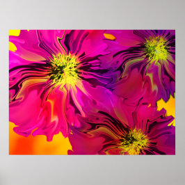 Moderne Abstrakte Fuchsia-Blume (Magenta) Poster