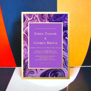 Moderne Abstrakte Galaxie Art Wavy Blue Gold Hochz Folieneinladung