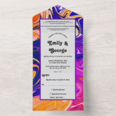 Moderne Abstrakte Galaxy Wavy Chic Wedding All In One Einladung (Innen Boden)