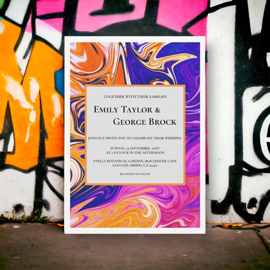 Moderne Abstrakte Galaxy Wavy Chic Wedding Einladung