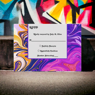 Moderne Abstrakte Galaxy Wavy Chic Wedding RSVP Karte