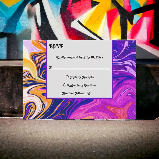 Moderne Abstrakte Galaxy Wavy Chic Wedding RSVP Karte