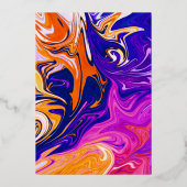 Moderne Abstrakte Galaxy Wavy Silver Wedding Folieneinladung (Rückseite)