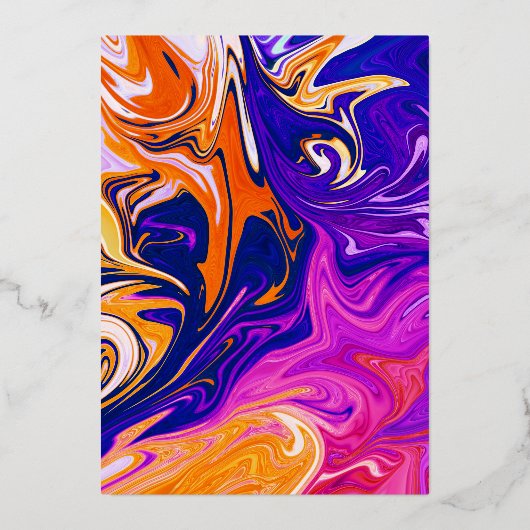 Moderne Abstrakte Galaxy Wavy Silver Wedding Folieneinladung (Rückseite)