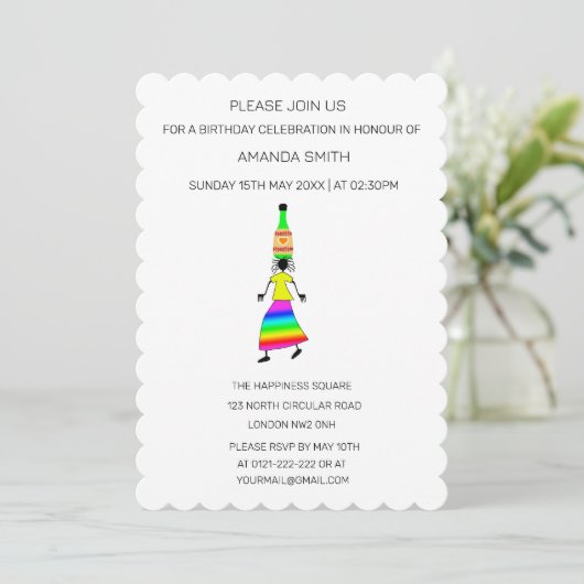 Moderne Abstrakte Geburtstagsfeier Einladung (Stehend Vorderseite)