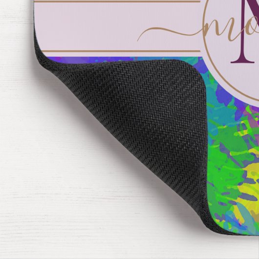 Moderne Abstrakte Gefärbte Krawatte Mit Monogramm Mousepad (Ecke)