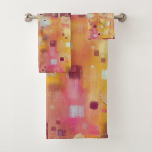 Moderne Abstrakte Gelbe Farbe Kunst Badhandtuch Set (Insitu)