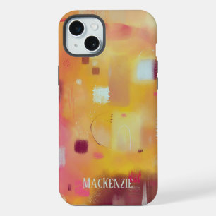 Moderne abstrakte gelbe personalisierte iPhone 15 plus hülle