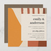 MODERNE ABSTRAKTE GELBE TERRACOTTA ARTISTIC WEDD EINLADUNG (Vorne/Hinten)