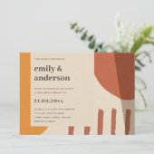 MODERNE ABSTRAKTE GELBE TERRACOTTA ARTISTIC WEDD EINLADUNG (Stehend Vorderseite)