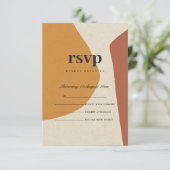 MODERNE ABSTRAKTE GELBE TERRACOTTA KÜNSTLERISCHE U RSVP KARTE (Stehend Vorderseite)