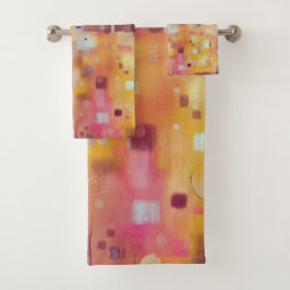 Moderne abstrakte gelbe Wasserfarbenkunst Badhandtuch Set