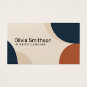 Moderne Abstrakte Geometrie, Beige, Marine, Rostde (Vorderseite)