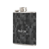 Moderne Abstrakte Geometrie in Schwarz und Grau Flachmann (Links)