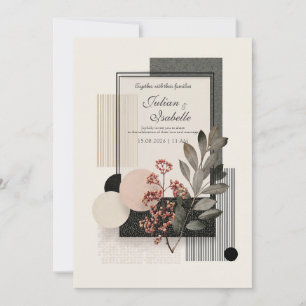 Moderne Abstrakte Geometrische Beeren Hochzeit Einladung