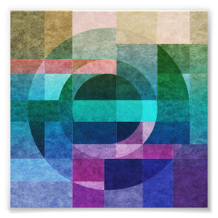 Moderne abstrakte geometrische Blaue grüne rosa Kr Fotodruck