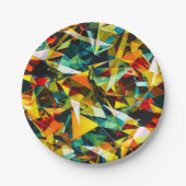Moderne abstrakte geometrische bunte Kristallglas Pappteller (Vorderseite)