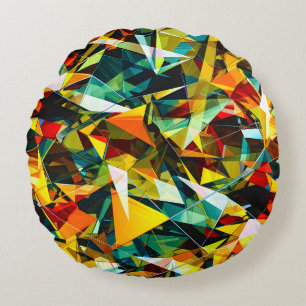 Moderne abstrakte geometrische bunte Kristallglas Rundes Kissen