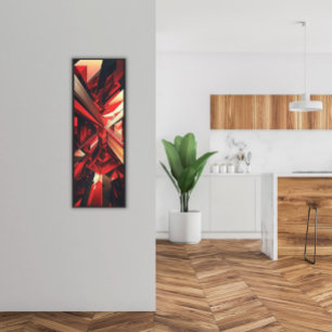 Moderne Abstrakte geometrische Burst in Rot-Grau Leinwanddruck