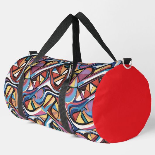 Moderne abstrakte geometrische digitale Muster 48 Duffle Bag (Linke Ecke)