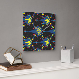 Moderne abstrakte geometrische digitale Muster 57 Quadratische Wanduhr