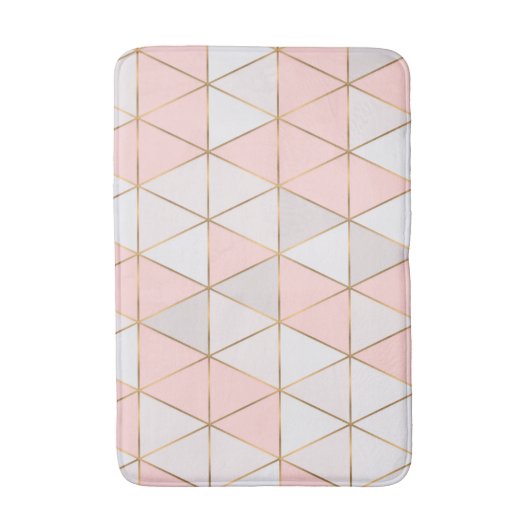 Moderne Abstrakte geometrische Dreiecke Pfirsichgo Badematte (Vorderseite Vertikal)