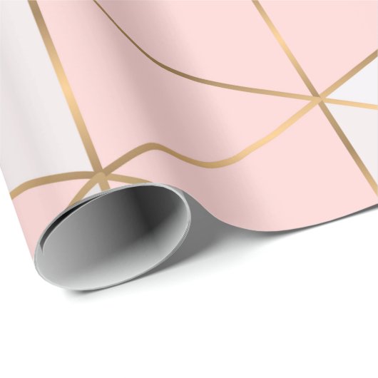 Moderne Abstrakte geometrische Dreiecke Pfirsichgo Geschenkpapier (Rolleneckpunkt)