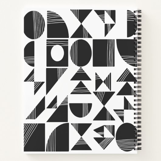 Moderne Abstrakte geometrische Formen | Schwarz un Notizblock (Rückseite)