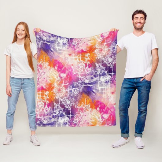 Moderne abstrakte geometrische Gitterstruktur Fleecedecke (Beispiel)