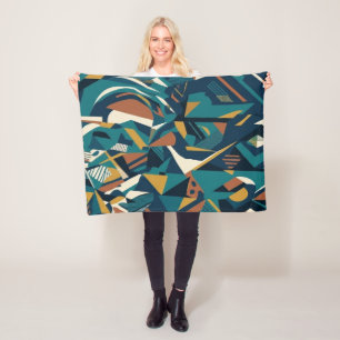 Moderne abstrakte geometrische Kunst - Retro Türki Fleecedecke