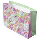 Moderne Abstrakte geometrische Kunst Rosa, Grün Große Geschenktüte (Rückseite Schrägansicht)