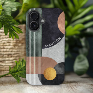 Moderne abstrakte geometrische Marmor-Personalisie iPhone 16 Hülle