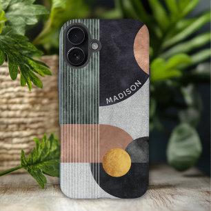 Moderne abstrakte geometrische Marmor-Personalisie iPhone 16 Plus Hülle