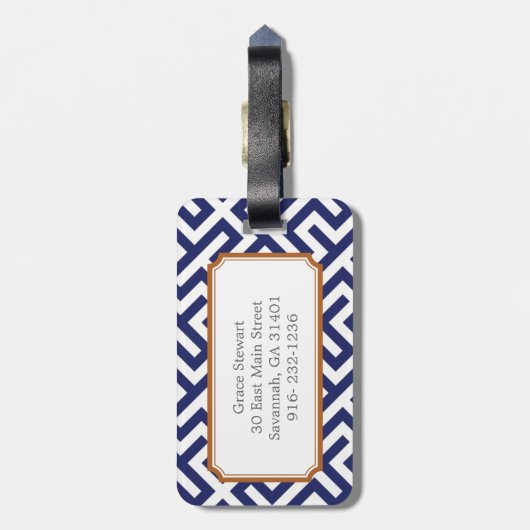 Moderne abstrakte geometrische Muster monogramm Gepäckanhänger (Rückseite vertikal)