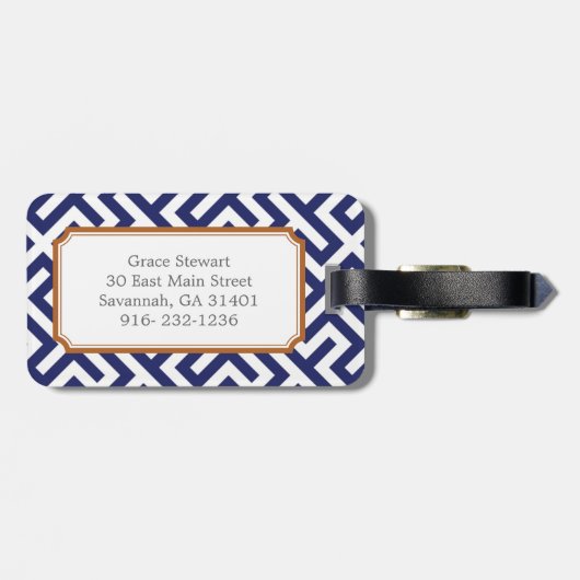 Moderne abstrakte geometrische Muster monogramm Gepäckanhänger (Rückseite horizontal)