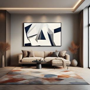 Moderne abstrakte geometrische Navy und Weiß Poster