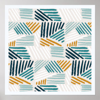 Moderne abstrakte geometrische Pinsel-Pattern Poster