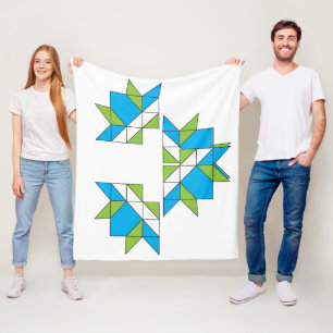 Moderne abstrakte geometrische Quilt-Mosaik Blau G Fleecedecke