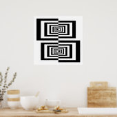 Moderne Abstrakte geometrische Rechtecke in Schwar Poster (Küche)