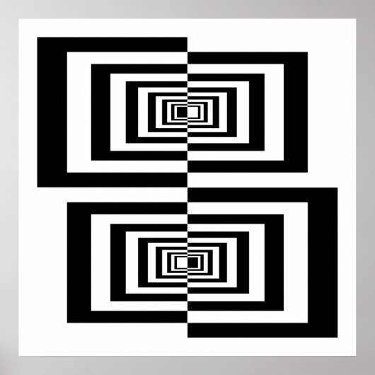 Moderne Abstrakte geometrische Rechtecke in Schwar Poster (Vorne)