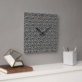 Moderne abstrakte geometrische Rhythmus-Muster 128 Quadratische Wanduhr