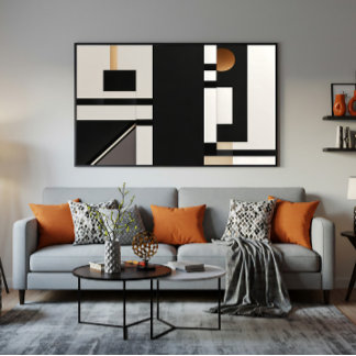 Moderne abstrakte geometrische Schwarz und Gold Leinwanddruck