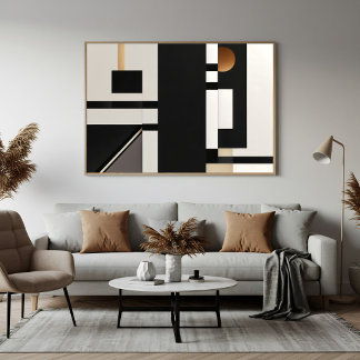 Moderne abstrakte geometrische Schwarz und Gold Poster