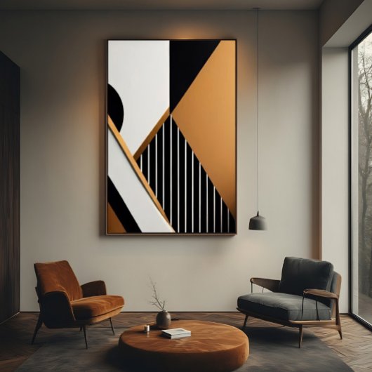 Moderne abstrakte geometrische Schwarz und Hellbra Poster