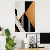 Moderne abstrakte geometrische Schwarz und Hellbra Poster (Heimbüro)
