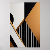 Moderne abstrakte geometrische Schwarz und Hellbra Poster (Vorne)