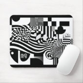 Moderne abstrakte geometrische Schwarz-Weiß-Muster Mousepad (Mit Mouse)