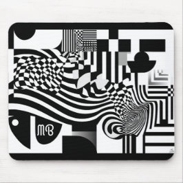 Moderne abstrakte geometrische Schwarz-Weiß-Muster Mousepad
