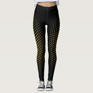 Moderne abstrakte geometrische schwarze Gold-Pixel Leggings