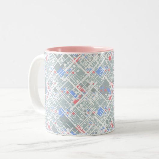 Moderne abstrakte geometrische Struktur. Zweifarbige Tasse (Vorderseite Links)